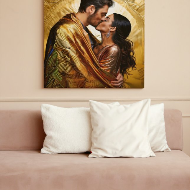 Impressão Em Tela Ouro Design  Retrato ❤️ Klimt Inspirado (Criador carregado)