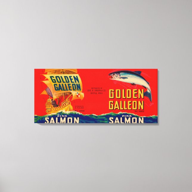 Impressão Em Tela Ouro Galleon Marca Salmon Label - Seattle, WA (Frente)