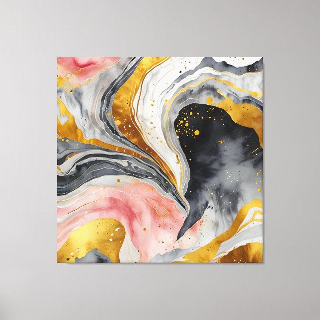 Impressão Em Tela Ouro Marble Whirls (Frente)