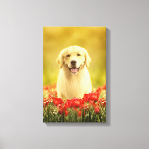 Impressão Em Tela Ouro para sempre nas flores vermelhas