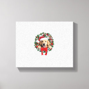 Impressão Em Tela Ouro Retriever Wreath de Natal Xmas