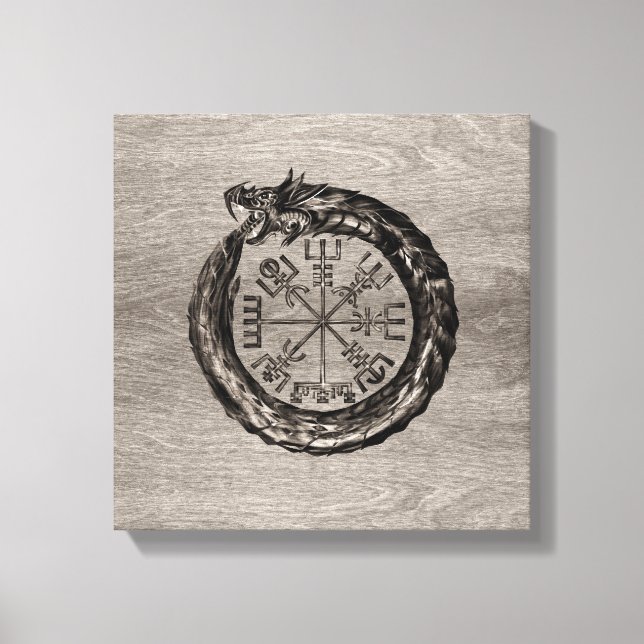 Impressão Em Tela Ouroboros com Vegvisir (Frente)
