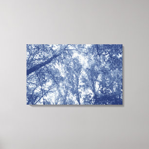 Impressão Em Tela Outono Azul - Efeito Cianótipo