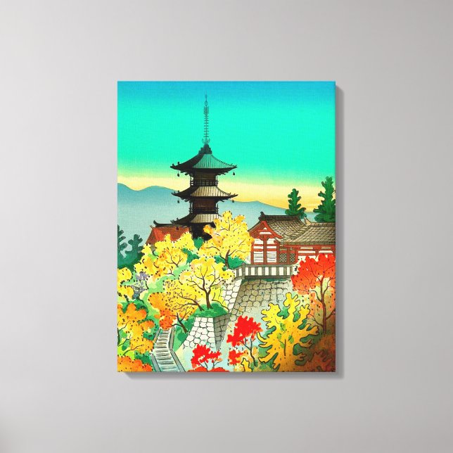 Impressão Em Tela Outono no Templo de Kiyomizu em Kioto Koyo (Frente)