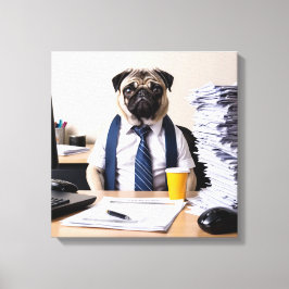 Impressão Em Tela Overwhelmed Office Pug