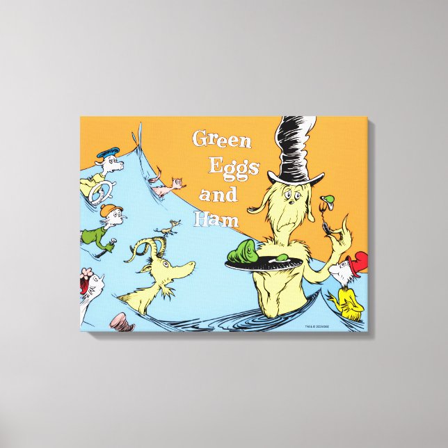 Impressão Em Tela Ovos Verdes e Presunto Cena da Água do Dr. Seuss (Frente)