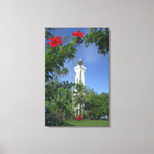 Impressão Em Tela Pacífico Sul, Polinésia Francesa, Taiti. Hibiscu