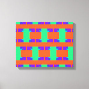 Impressão Em Tela padrão abstrato de arte verde laranja roxa