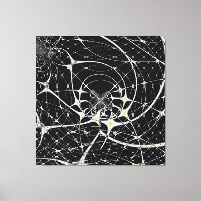 Impressão Em Tela Padrão Abstrato de Teia de Aranha Gótica a Ouro (Frente)