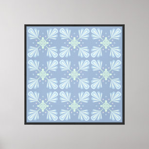 Impressão Em Tela Padrão Abstrato Floral Azul