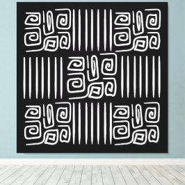 Impressão Em Tela Padrão abstrato preto e branco elegante