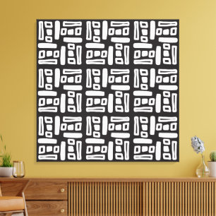 Impressão Em Tela Padrão Abstrato Preto e Branco Elegante