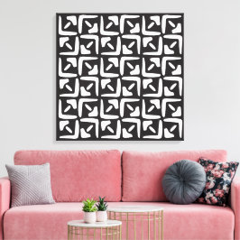 Impressão Em Tela Padrão Abstrato Preto e Branco Elegante