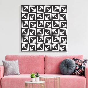 Impressão Em Tela Padrão Abstrato Preto e Branco Elegante