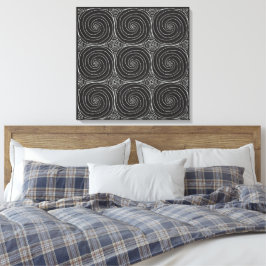 Impressão Em Tela Padrão Abstrato Preto e Branco Elegante