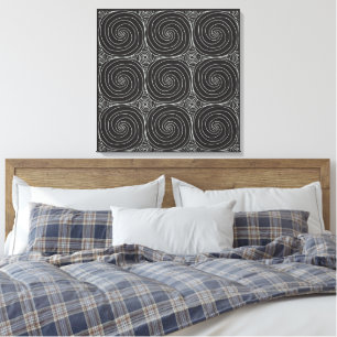 Impressão Em Tela Padrão Abstrato Preto e Branco Elegante
