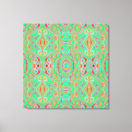 Impressão Em Tela Padrão Abstrato Retro de Laranja e Verde Lima