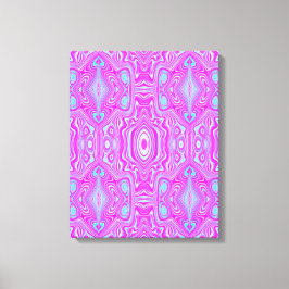 Impressão Em Tela Padrão Abstrato Rosa Quente Alucinante e Azul Água