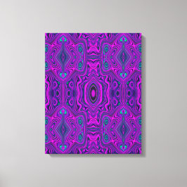Impressão Em Tela Padrão Abstrato Trippy Retro Magenta e Preto