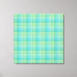 Impressão Em Tela Padrão Abstrato Xadrez Verde Azul