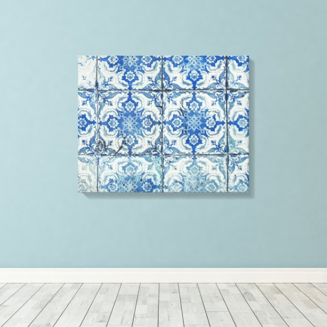Impressão Em Tela Padrão Antiquado de Azulejos Portugueses - Azulejo (Insitu(piso de madeira))