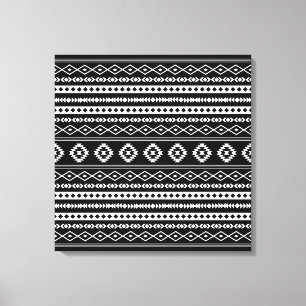 Impressão Em Tela Padrão Aztec Branco em Motifs Mistos Pretos