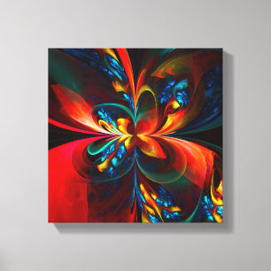 Impressão Em Tela Padrão Azul Laranja-Abstrato Floral Moderno #14