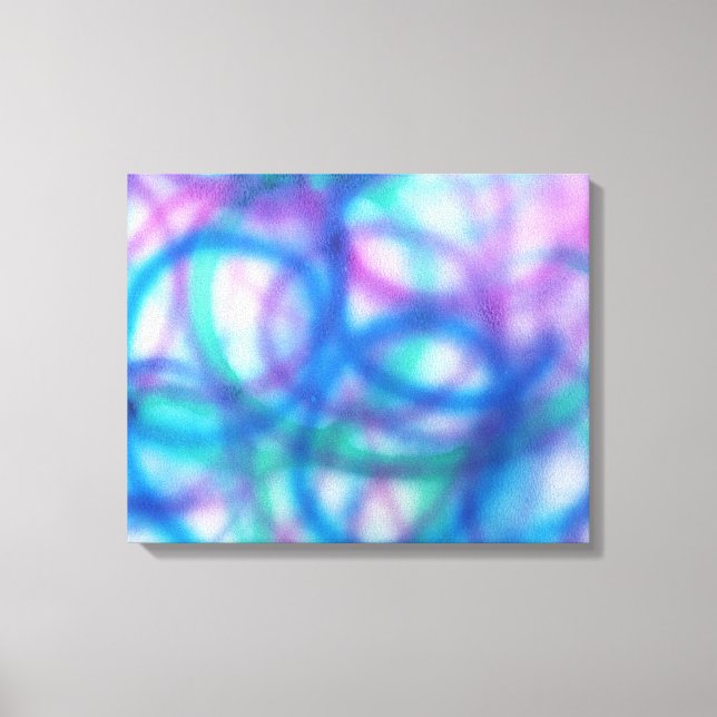 Impressão Em Tela Padrão Azul, Teal e Roxo. (Frente)
