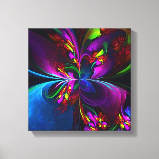 Impressão Em Tela Padrão Azul Vermelho Abstrato Floral Moderno #15 (Frente)