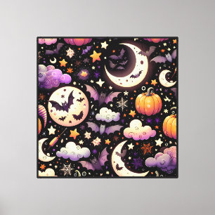 Impressão Em Tela Padrão Caprichoso do Céu Noturno de Halloween