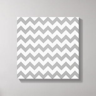 Impressão Em Tela Padrão Chevron Branco-Zig-Zag da Cinza Escura