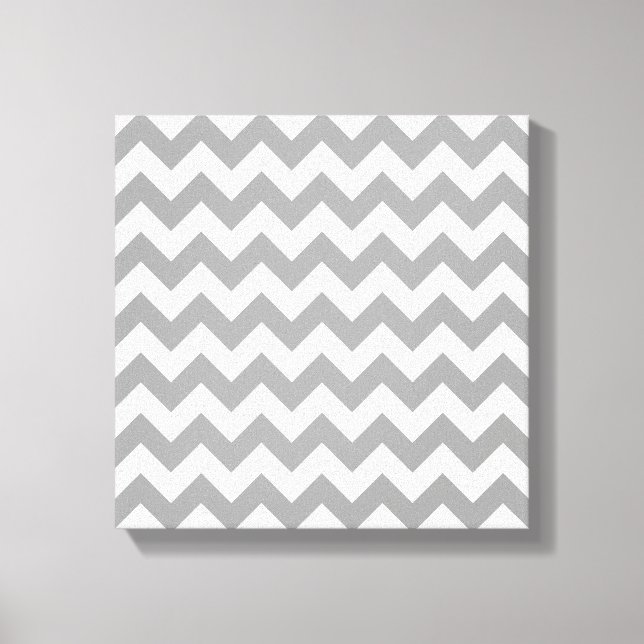 Impressão Em Tela Padrão Chevron Branco-Zig-Zag da Cinza Escura (Frente)