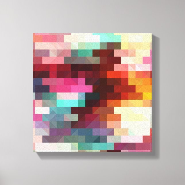 Impressão Em Tela Padrão Colorido de Pixel (Frente)