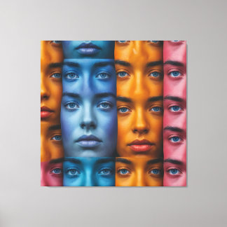 Impressão Em Tela Padrão Colorido Faces