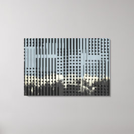 Impressão Em Tela Padrão de abstrato Creme, Teal e Stripe Negra