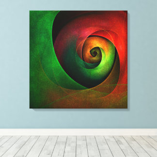 Impressão Em Tela Padrão de Abstrato de Arte Vermelha Verde Floral M