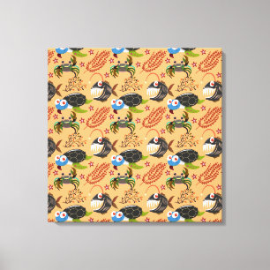 Impressão Em Tela Padrão de animais aquáticos vida submarina do