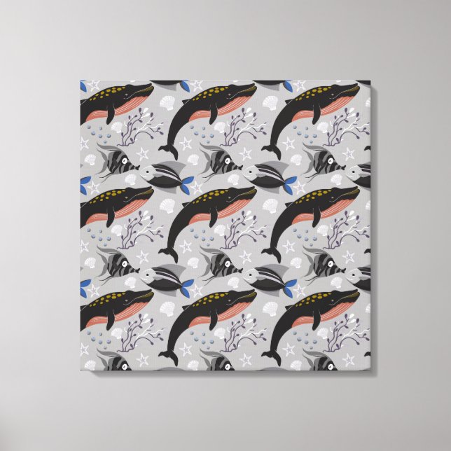 Impressão Em Tela Padrão de animais aquáticos | vida submarina do oc (Frente)