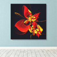 Padrão de Arte Abstrata Floral Amarelo Vermelho Mo