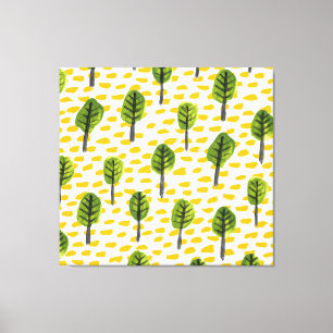 Impressão Em Tela Padrão de Árvore Preta Verde Ingênuo