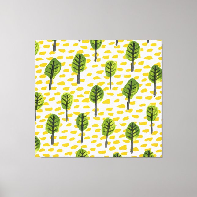 Impressão Em Tela Padrão de Árvore Preta Verde Ingênuo (Frente)