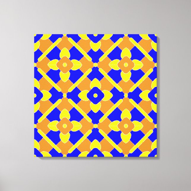 Impressão Em Tela Padrão de Azulejo amarelo alaranjado espanhol (Frente)