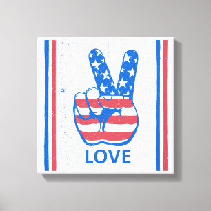 Impressão Em Tela Padrão de Bandeira da Peace American