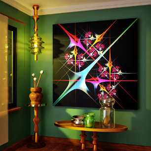 Impressão Em Tela Padrão de cor de Abstrato de arte moderna, cor-de-