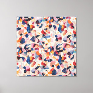 Impressão Em Tela Padrão de Coral Navy Orgânico Aquarela Abstrata