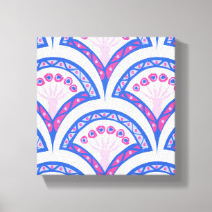 Impressão Em Tela padrão de damasco floral azul