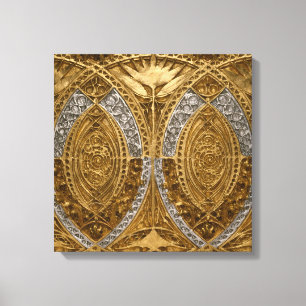 Impressão Em Tela Padrão De Deco De Arte De Prata E Dourada
