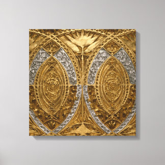 Impressão Em Tela Padrão De Deco De Arte De Prata E Dourada