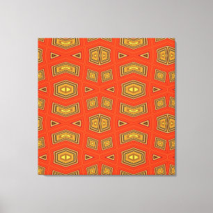 Impressão Em Tela Padrão de Diamante Dourado Vermelho Abstrato, Geo
