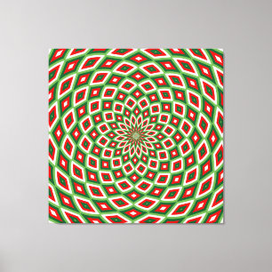 Impressão Em Tela Padrão de Efeito do Domo Verde, Branco e Vermelho